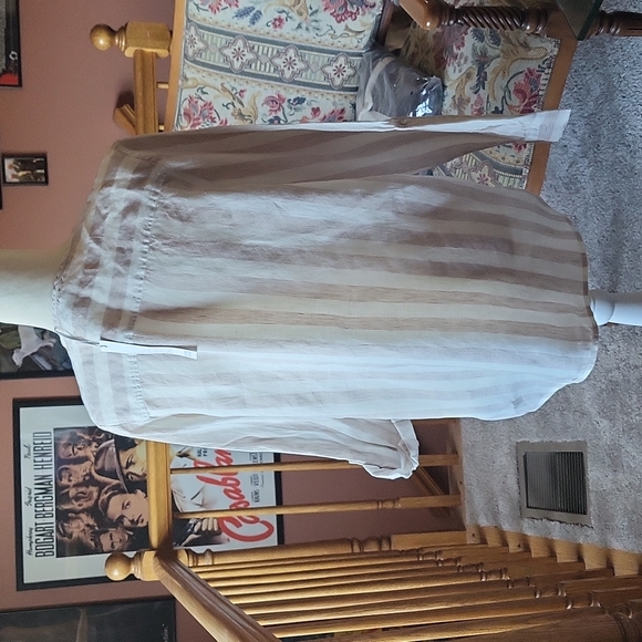 Antibes Blanc Beautiful Striped Linen Tunic NWT - Picture 3 of 6